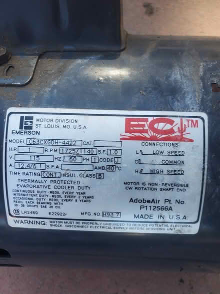 Photo of free 1 HP Mastercool swamp cooler motor (Rio Bravo & Isleta) #2