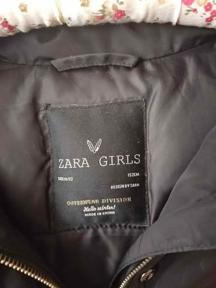 Photo of free ZARA Girls black coat age 11/12 (W12) #2