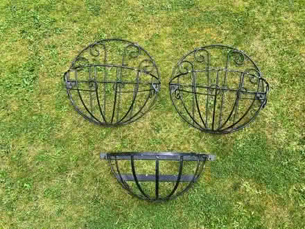 Photo of free Three black metal wall baskets (Kelvedon Hatch CM15) #1
