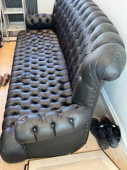 Photo of free Black chesterfield sofa - 230cm wide (East Croydon CR0) #4