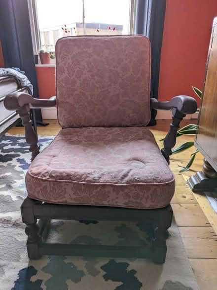 Photo of free Mauve wooden chair with pink cushions (Heeley Green S2) #1