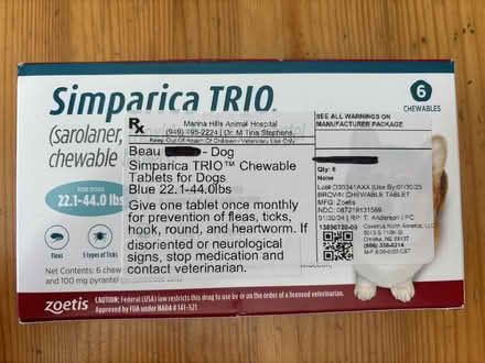 Photo of free Simparica TRIO (for dogs) (Mission Viejo) #1