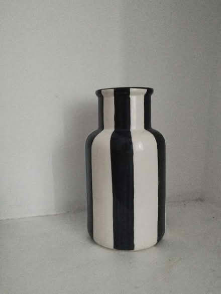 Photo of free Black and white stripe vase (Peel Green M30) #1