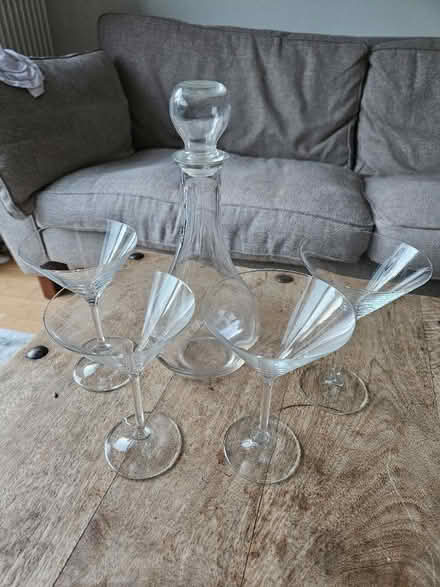 Photo of free Wine decanter and 4 martini glasses (SW14) #1