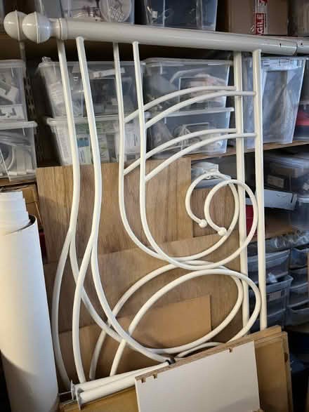 Photo of free White metal, king sized, slatted bedframe - no mattress (Emmer Green RG4) #1