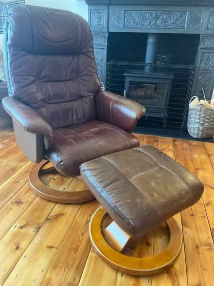 Photo of free Swivel Leather chair & footstool (Cheam) #1