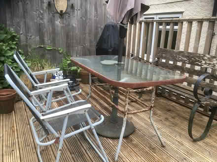 Photo of free Garden glass table and 2 chairs (BA6 Glastonbury)