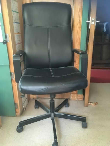 Photo of free Black faux leather office chair (Blackford EH9) #1