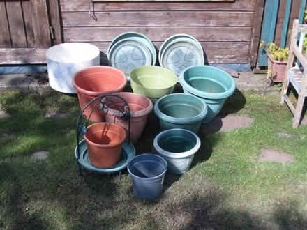 Photo of free Nine large flower pots and five drip trays (Top Amersham HP6) #1