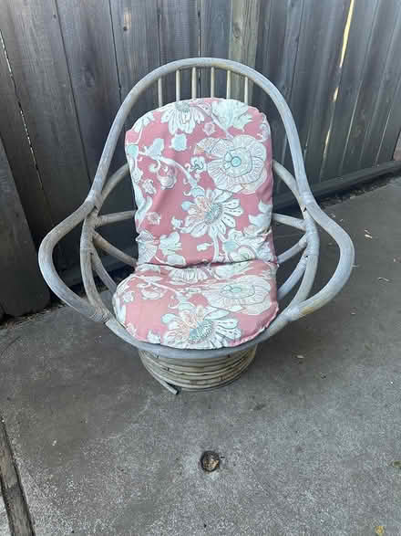 Photo of free Bamboo patio chair with cushion (South Los Altos) #1