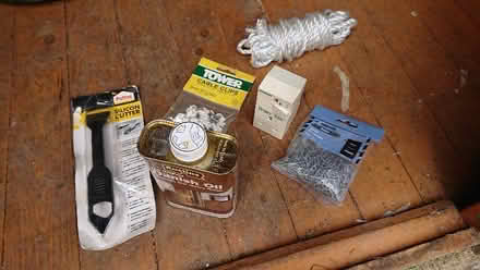 Photo of free DIY bits. Danish oil, Power Safe adapter, cable clips (Corstorphine EH12) #1