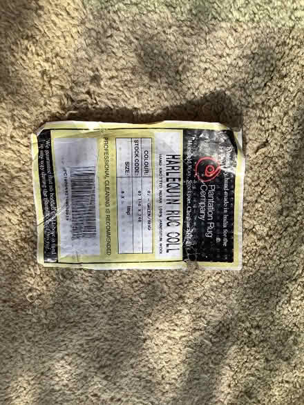 Photo of free Large green & beige Indian handspun wool rug 8 x 5 (BT10) #4