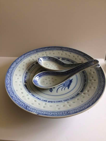 Photo of free 2 x Chinese 'Rice Eyes' Plates & Spoons (St James, South Elmham IP19) #1