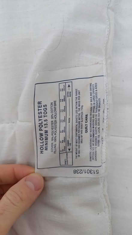 Photo of free Double duvet, 13.5 tog (SE24) #1