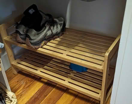 Photo of free 2 Bamboo shoe racks (Belmont)