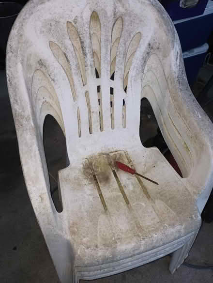 Photo of free 4 resin chairs (Maple ave.) #1