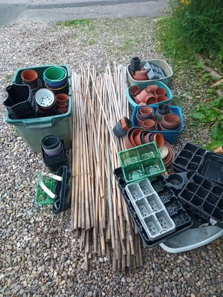 Photo of free Lot of garden canes and plant pots (Cosby LE9) #1