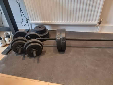 Photo of free Weights, bars and exercise mat (SW6)