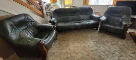 Photo of free Dark Green leather 3 piece sofa set (Selsdon CR2) #4