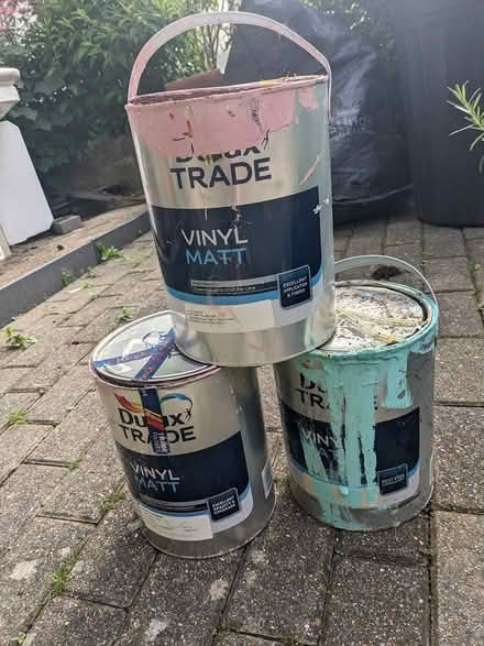 Photo of free 3 large tins of Matt vinyl (Hastings near station)