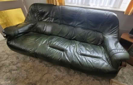 Photo of free Dark Green leather 3 piece sofa set (Selsdon CR2) #2