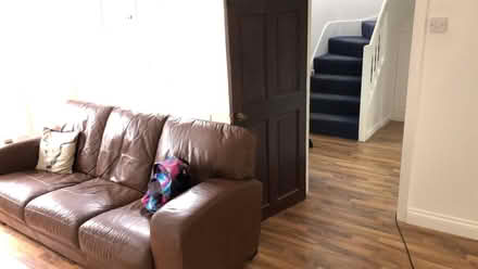 Photo of free Brown leather sofa (N12) #1