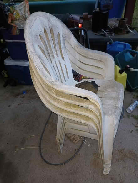 Photo of free 4 resin chairs (Maple ave.) #2