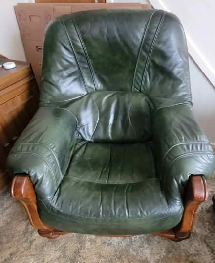 Photo of free Dark Green leather 3 piece sofa set (Selsdon CR2) #3