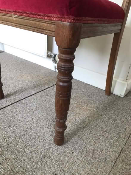 Photo of free Dark (oak?) upholstered dining chairs (Arnside LA5) #3