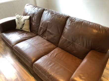 Photo of free Brown leather sofa (N12) #2