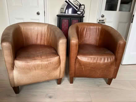 Photo of free 2 leather bucket chairs (Wimbledon SW19) #1