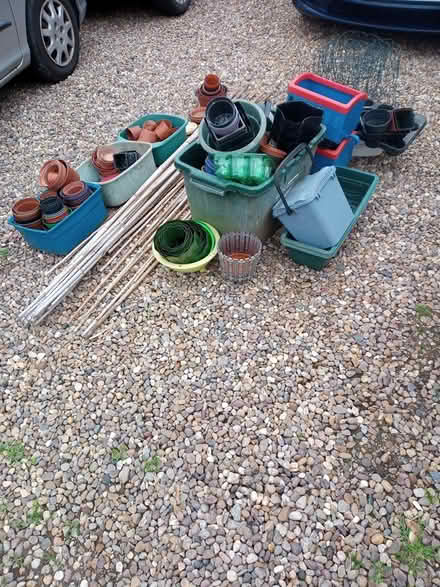 Photo of free Selection of garden pots and canes (Cosby LE9) #1