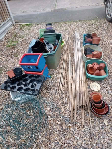 Photo of free Selection of garden pots and canes (Cosby LE9) #3