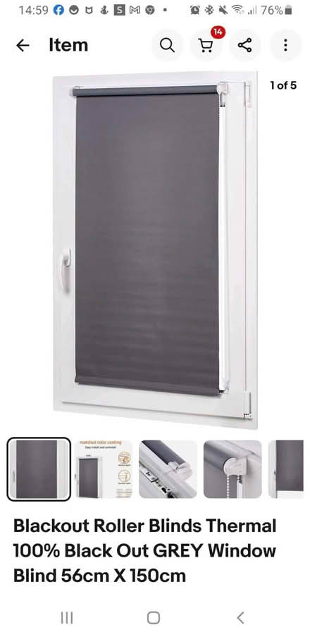 Photo of free Grey Blackout Roller Blinds. 56cm wide. 150cm long. (Glenrothes KY6) #2