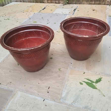Photo of free Pair of big plastic pots (Barnard's Green WR14) #1
