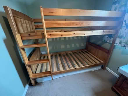 Photo of free Wooden bunk beds & single mattress (Over, Cambridgeshire) #2