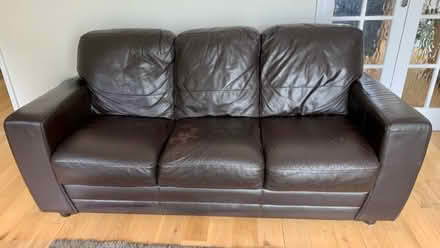 Photo of free 3 Seater Chocolate Brown Leather Sofa (Corner Hall HP2) #1