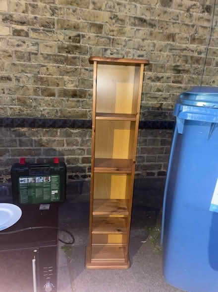Photo of free Tall wooden shelving unit (Elephant and Castle SE17) #1