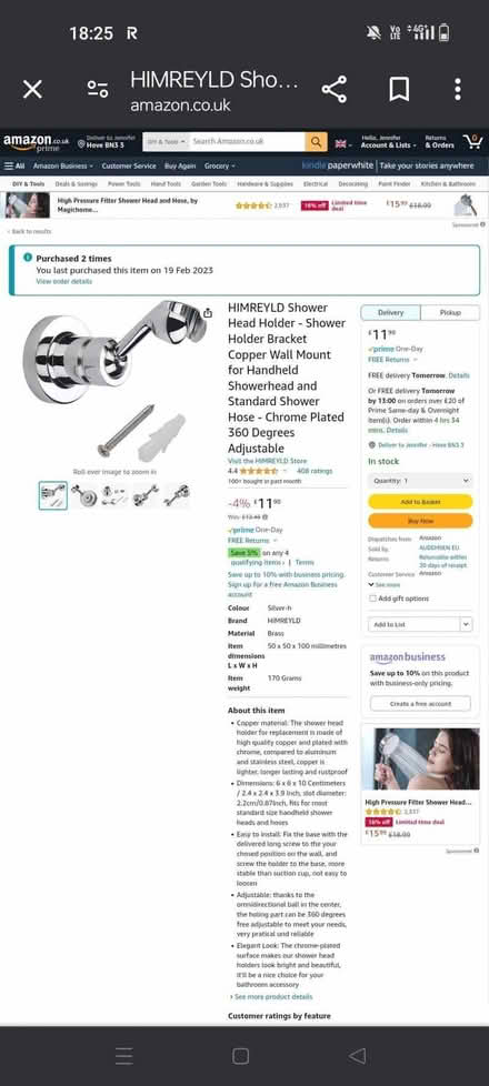 Photo of free Adjustable shower head holder (Hove BN3) #2