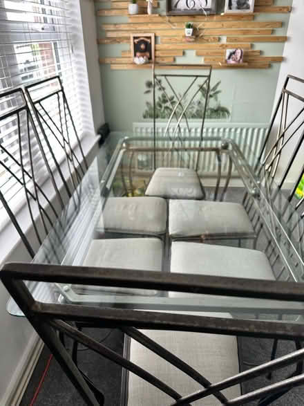 Photo of free Metal & glass dining table 5 chairs (NE5 Cowgate) #1