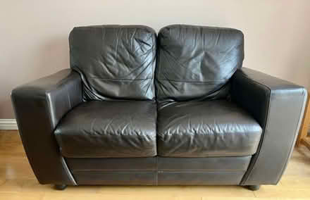 Photo of free 2 Seater Chocolate Brown Leather Sofa (Corner Hall HP2) #1