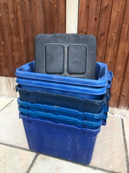 Photo of free 6 sturdy plastic storage boxes (Ashingdon, SS4) #1