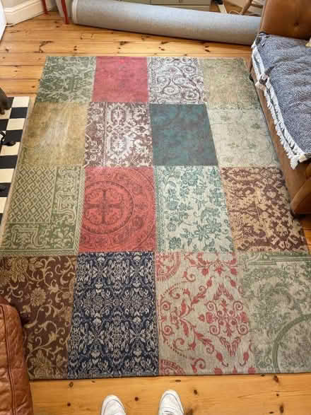 Photo of free John Lewis cotton rug, 234cm by 164cm, patchwork pattern (Norbiton KT2) #1