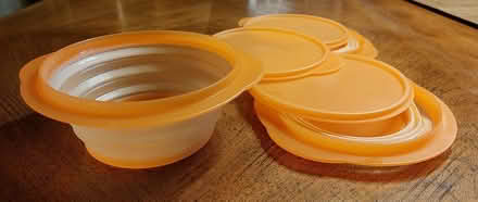 Photo of free 3 orange Tupperware bowls (Hamden) #1