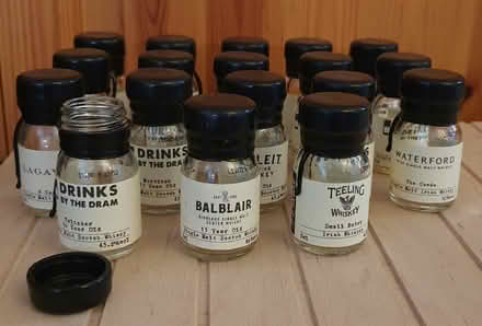 Photo of free 18 empty single dram whiskey bottles (Newton Hill WF1) #1