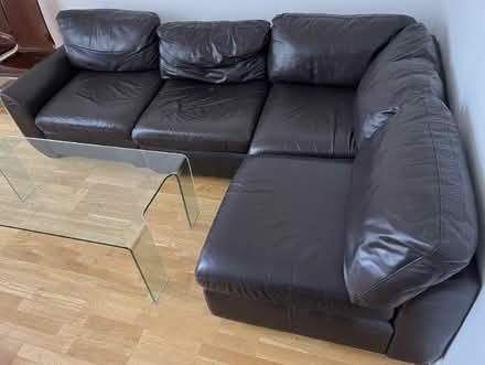 Photo of free Leather corner sofa and matching swivel chair (Holland Park W11) #3