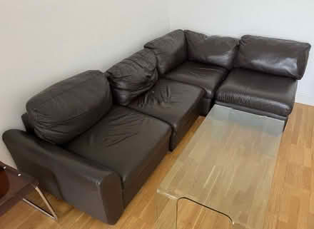 Photo of free Leather corner sofa and matching swivel chair (Holland Park W11) #2