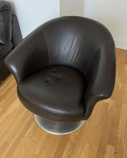 Photo of free Leather corner sofa and matching swivel chair (Holland Park W11) #4