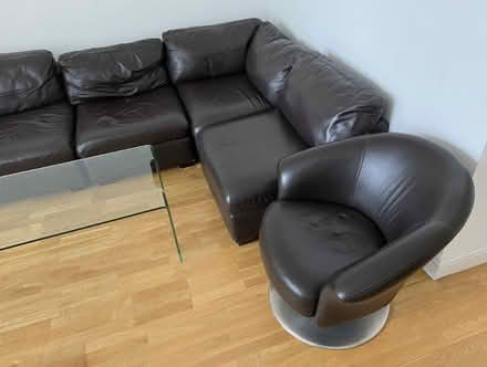 Photo of free Leather corner sofa and matching swivel chair (Holland Park W11) #1