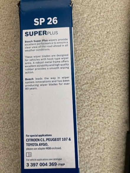 Photo of free Bosch Super Plus windscreen wiper, SP26 (Colwall Stone WR13) #2